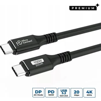 Datový kabel Kabel MicroConnect Premium USB-C 0,5 m 20 Gbps 100 W USB 3.2 Gen 2x2, USB3.2CC