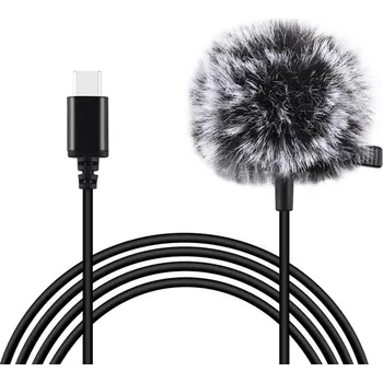 Mikrofon Puluz Klopový jack mikrofon s klipem 1,5m USB-C PU425