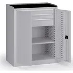 B2B Partner Dílenská skříň nízká na nářadí KOVOS, 1 police, 3 zásuvky, 950 x 600 x 1180 mm, šedá