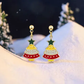 Náušnice JAY Náušnice ve tvaru vánočního stromečku - stříbrné zapínání JAY-0199-20233638B/341 Zlatá