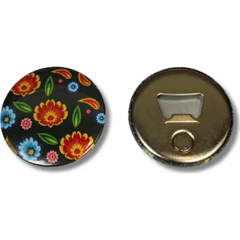 Otvírák Magnet s otvírákem, folklorní motiv, lowické květy, černý