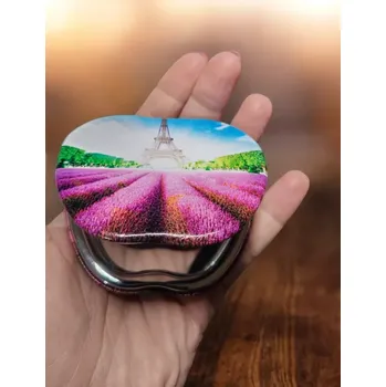 Kosmetické zrcátko Zrcátko s levandulí a eiffelovkou (Zrcátko do kabelky)