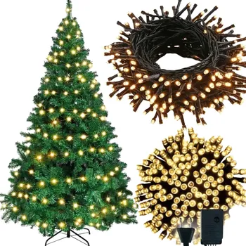 Vánoční dekorace LAMPKI CHOINKOWE 200 led ŚWIATEŁKA na choinkę bílá teplá, 8 režimů, 16 m