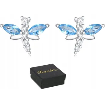 Náušnice Stříbrné náušnice RYZOST 925 Vážky se Zirkony STŘÍBRO Puzety ŠROUBKY