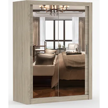 Šatní skříň Šatní skříň se zrcadlem Milan dub sonoma, 150 x 200 x 64 cm