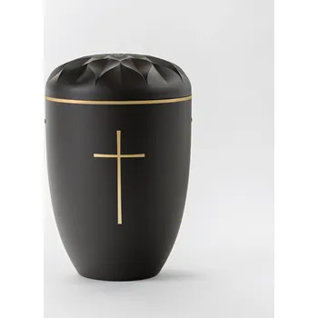 Smuteční dekorace Ekologická urna Jabloňový květ symbol kříže - Antracit, zlatý