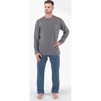 Pánské oblečení Pánské pyžamo dlouhé 79175P šedé vel.3XL - Gina