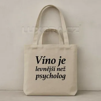 Taška Víno je levnější než psycholog béžová