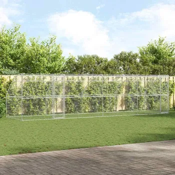 Psí kennel s úložištěm 4 pcs Stříbrná 8 x 2 x 2 m Ocel