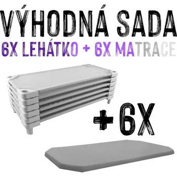 Zahradní lehátko VÝHODNÁ SADA - 6x Dětské lehátko s matrací LEONTÝNKA, šedé