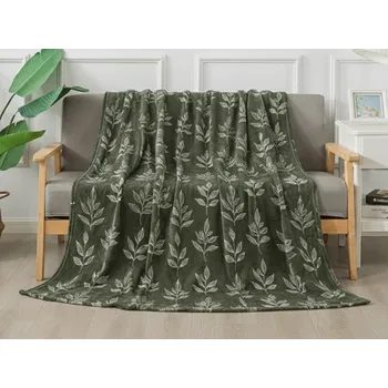 XPOSE® Mikroplyšová deka ROSTLINY 140x200 cm, Mikroplyš + Prodloužená možnost vrácení zboží do 50 dnů