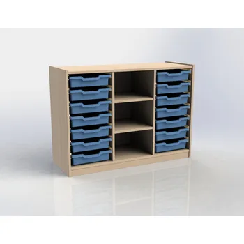 Koupelnový nábytek Skříňka ARI, 2x police, 14x box, modrá