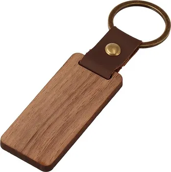 Dřevěný přívěsek s kůží - obdélník