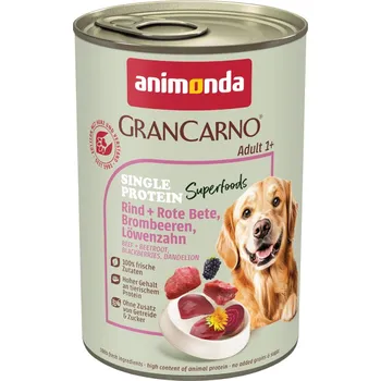 Krmivo pro psa 6x400g Animonda GranCarno Adult Single Protein Superfoods - hovězí + červená řepa, ostružiny, pampeliška