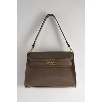 Kabelka TAUPE KOŽENÁ KABELKA HANDLE BAG PECA del SOL