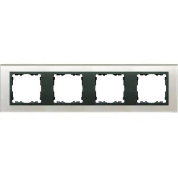 vypínač Rámeček 4 násobný, skleněný, Simon 82 Nature 82847-35, šedá / grafitová metalizovaná