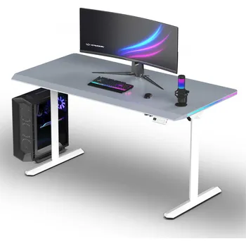 Počítačový stůl ULTRADESK Herní stůl QUEST, 140x70cm, 72-120cm, bílá-šedá