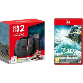 Herní konzole Nintendo Herní konzole Nintendo SWITCH 2 + Mario Kart™ World Bundle - černá + Hra Nintendo SWITCH 2 The Legend of Zelda: Tears of the Kingdom