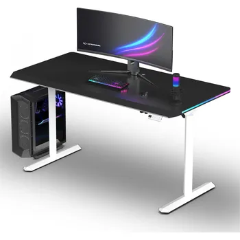 Počítačový stůl ULTRADESK Herní stůl QUEST, 140x70cm, 72-120cm, bílá-černá