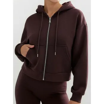 Dámská mikina Sinsay - Oversize mikina na zip s kapucí - karmínová - 009GZ-92X - 009GZ-92X-XS-2