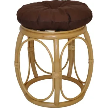 Taburet Ratanová taburetka široká medová polstr hnědý kepr