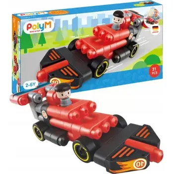 ostatní stavebnice Stavebnice pro děti 2+ MĚKKÉ Závodní auto 31 dílů PolyM