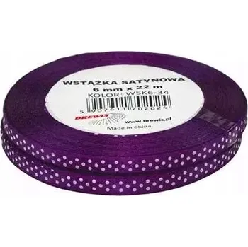 Stuha SATÉNOVÁ STUHA S PUNTÍKY FIALOVÁ 6MMX22M 2KS