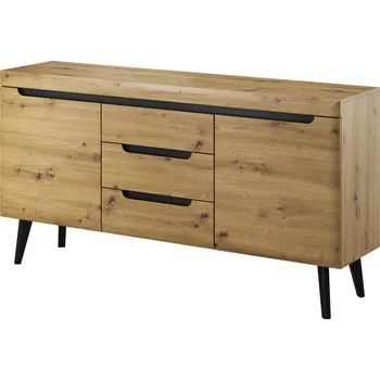 Komoda Komoda Nordi 160 cm s šuplíky černá/dub artisan