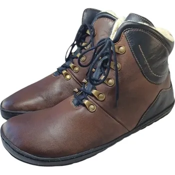 Dámská fitness obuv Dámské zimní barefoot pohorky NETTLE hnědá s podšívkou z přírodní vlny 42