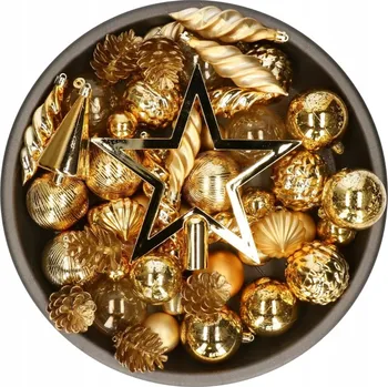 Vánoční dekorace SADA vánočních ozdob vánoční baňky na stromeček ZLATÁ ŠPIČKA 6 cm 60 ks