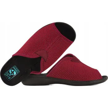Dámské pantofle ADANEX 30266 SANDÁLE TEXTILNÍ DOMÁCÍ DÁMSKÉ PANTOFLE PAPUČE BIO PU bordo 41