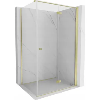 MEXEN MIST-F T SPRCHOVÝ KOUT PRAVÝ 80X90 TRANSPARENTNÍ ZLATÝ KARTÁČOVANÝ