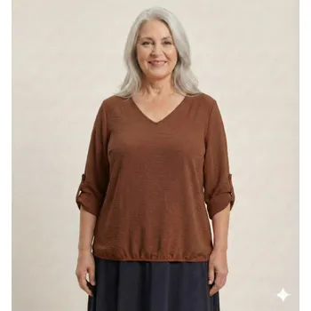 Dámská tunika Tunika NOGAR s gumičkou v pase hnědá Velikost: UNI: L-4XL