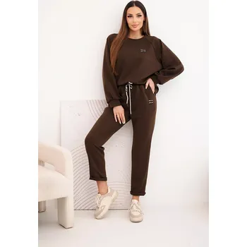 Kesi Włoski Dámský komplet z viskózy s mikinou a kalhotami hnědý Kesi Włoski hnědá 3500800