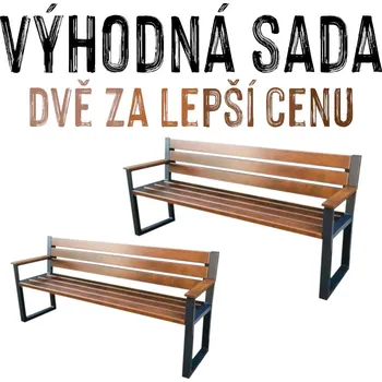 Zahradní lavice VÝHODNÁ SADA - 2x Zahradní lavička PANTHERA, s opěradlem a područkami