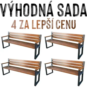 Zahradní lavice VÝHODNÁ SADA - 4x Zahradní lavička PANTHERA, s opěradlem a područkami
