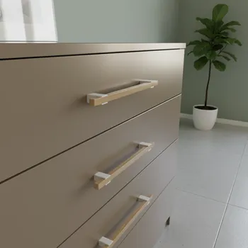 Paradox Dřevěná úchytka LEO / Bílá - přírodní buk 96 mm