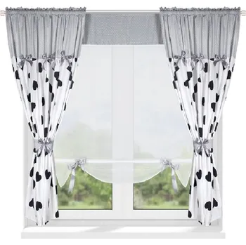 Záclona Fliying Hotová záclona s panelem Josefína černobílá 320 x 160 cm