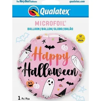 Balónek Fóliový balónek "Happy Halloween - Duchové a Dýně", Qualatex, 45 cm, kulatý