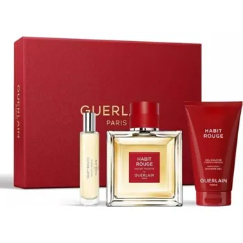 Pánský parfém Guerlain Habit Rouge Dárková sada EDT 100 ml, sprchový gel 75 ml a miniaturka EDT 10 ml