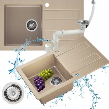 Granitový dřez Jednokomorový granitový dřez Moderno Porto béžový