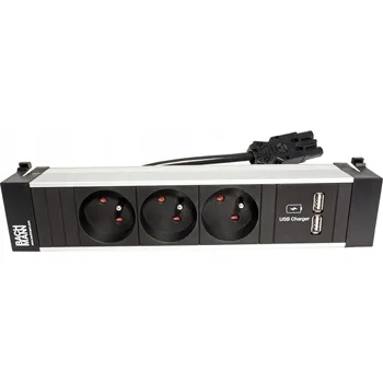 Elektrická zásuvka BACHMANN POWERFRAME Zásuvková lišta 3x zásuvka UTE 1x USB 0,2m GST18