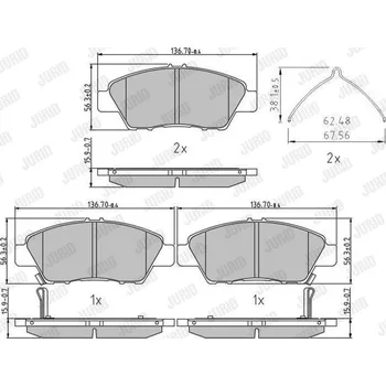 Brzdová destička Sada brzdových destiček, kotoučová brzda JURID 572637J