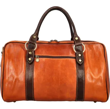 Kabelka Luxusní cestovní kožená taška Deminar, koňaková/hnědá