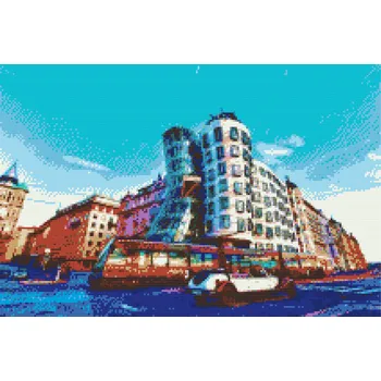 Diamantové malování Diamantové malování Tančící dům hranaté diamanty 40 x 60 cm bez rámu