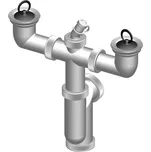 T 724 DN50/DN40 dvousifon dřezový-nerez s odbočkou