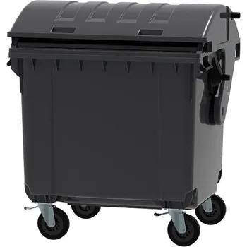 Popelnice Plastový kontejner na odpad, 1100 litrů, černý