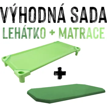 VÝHODNÁ SADA - Dětské lehátko s matrací LEONTÝNKA, zelené