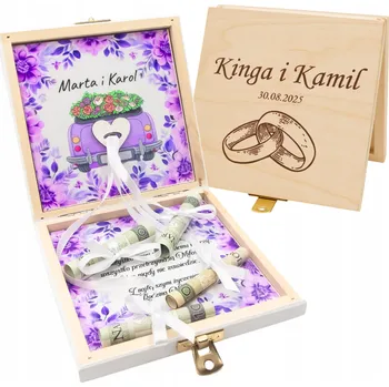 Svatební dekorace Krabička na svatební DÁREK svatební SVATBA na dřevěné bankovky