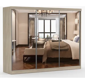 Šatní skříň Šatní skříň se zrcadlem Milan dub sonoma, 250 x 200 x 64 cm